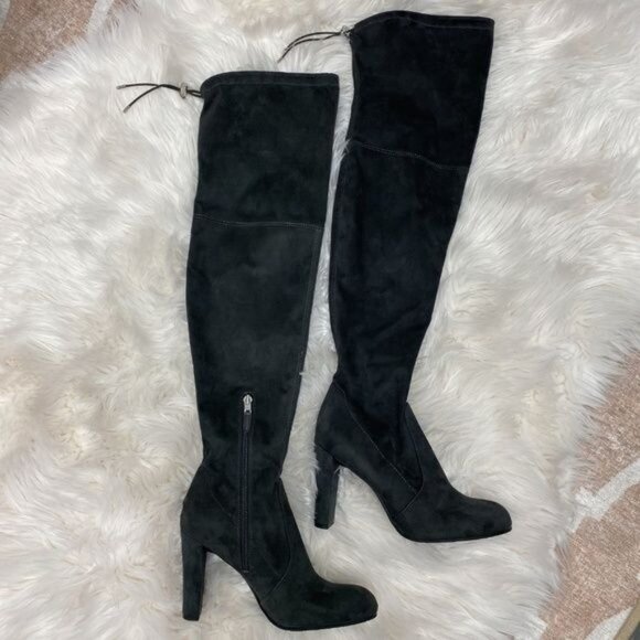 Sam Edelman Kent Charcoal Grey Suede Over-The-Knee Boots - Picture 2 of 7